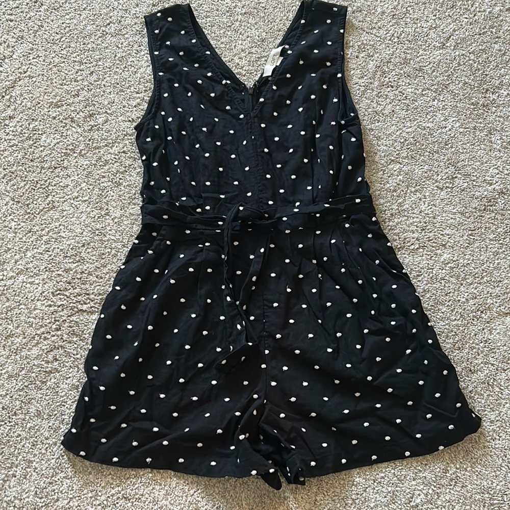 Polka dot v-neck romper